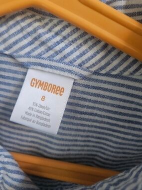 Gymboree Blue and White Linen Striped Kids Button-Down Shirt